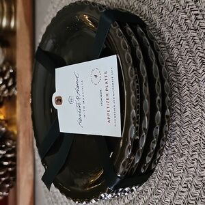 New Hearth & Hand Set Of 4 Dark Brown Appetizer Plates